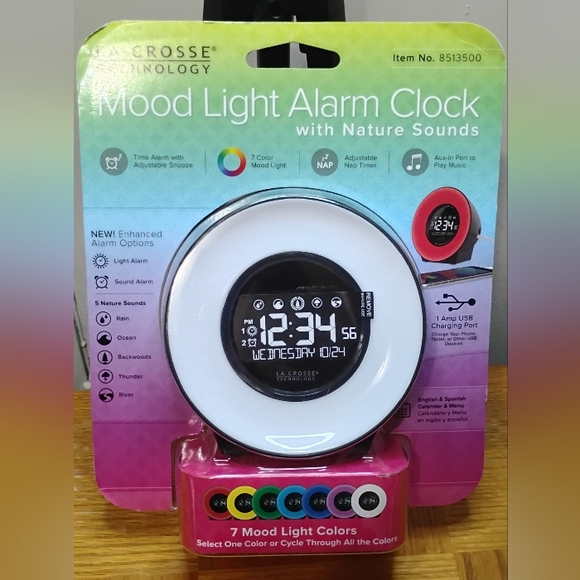 NIB La Crosse Technology mood light alarm clock with nature sounds - Picture 3 of 8